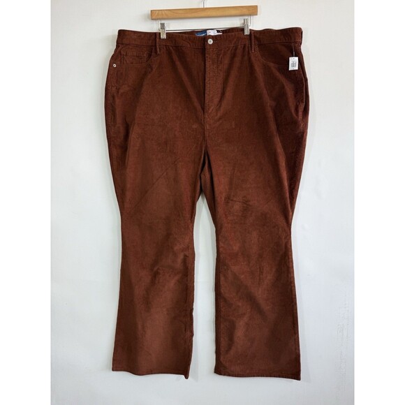 NEW Old Navy Womens‎ Sz 28 Plus Brown Corduroy Higher Rise Flare Corduroy Pants - Picture 2 of 9